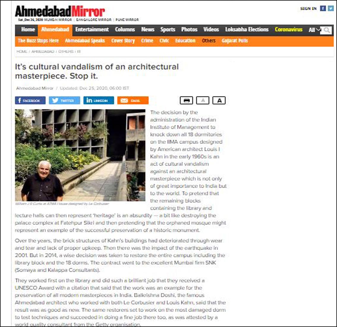 It's cultural vandalism of an architectural masterpiece. Stop, Ahmedabad mirror